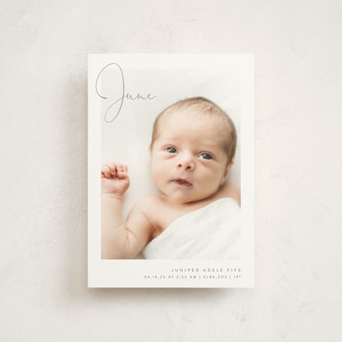 This is a storm birth announcement postcards with standard by Olivia Raufman called chic introduction printing on signature in postcard