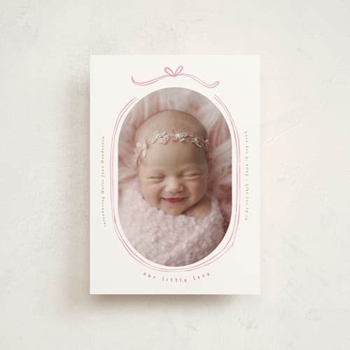 This is a gumdrop birth announcement postcards with standard by Creo Study called bundle of joy printing on signature in postcard