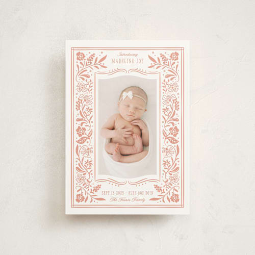 This is a sweet birth announcement postcards with standard by Erin German called storybook printing on signature in postcard