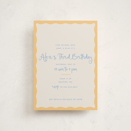 This is a melon petite kids birthday invitations with standard by Megan Davis called augusta printing on signature in petite