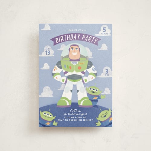 This is a bluebell petite kids birthday invitations with standard by Sabrin Deirani called disney and pixar's lightyear printing on signature in petite