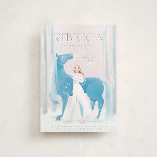 This is a dawn petite kids birthday invitations with standard by Kim Thoa called disney's elsa and nokk magical forest printing on signature in petite