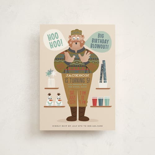 This is a birch petite kids birthday invitations with standard by Erica Krystek called disney's frozen big birthday blowout printing on signature in petite