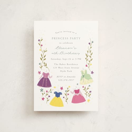 This is a silk petite kids birthday invitations with standard by JeAnna Casper called disney princess party printing on signature in petite