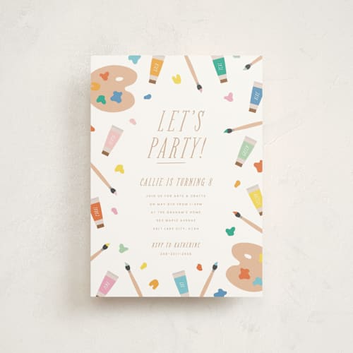 This is a frost petite kids birthday invitations with standard by Ellen Schlegelmilch called let's party! printing on signature in petite