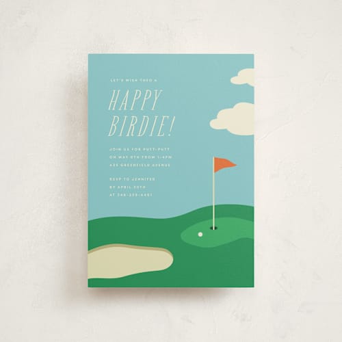 This is a emerald petite kids birthday invitations with standard by Ellen Schlegelmilch called happy birdie printing on signature in petite