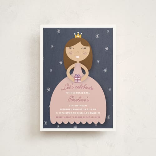 This is a cindy kids birthday invitations with standard by Giselle Zimmerman called royal ball printing on signature in postcard