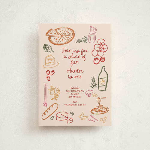 This is a chili pepper kids birthday invitations with standard by Jenna Holcomb called that's amore. printing on signature in postcard