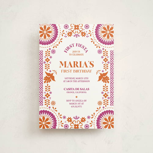 This is a gumdrop kids birthday invitations with standard by Eva Tadros called let's fiesta printing on signature in postcard