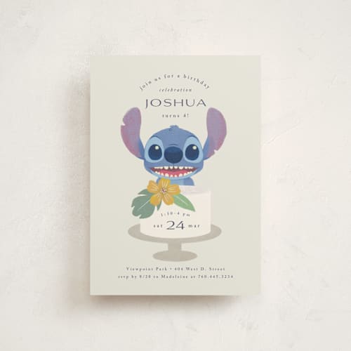 This is a coconut kids birthday invitations with standard by Griffinbell Paper Co. called disney keiki cake printing on signature in postcard