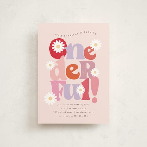 This is a petal kids birthday invitations with standard by chocomocacino called lei printing on signature in postcard