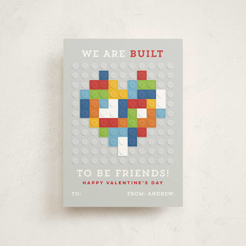 This is a brights mailed classroom valentines cards with flat by Michelle Taylor called built to be friends printing on signature in petite