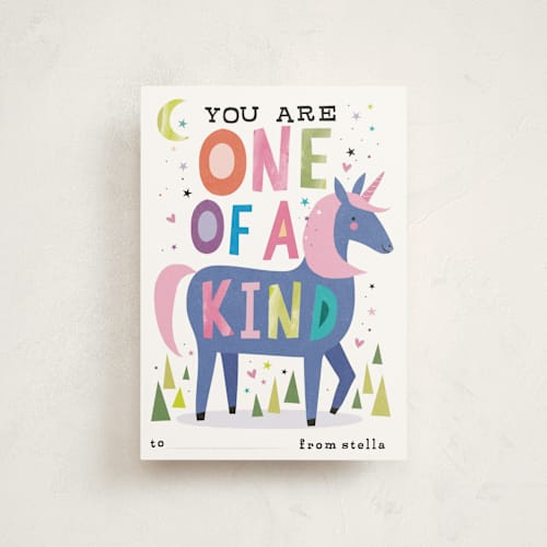 This is a river mailed classroom valentines cards with flat by Karidy Walker called one of a kind printing on signature in postcard