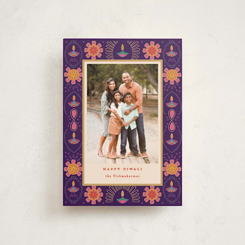 This is a twilight diwali cards with standard by Creo Study called diwali luxe printing on signature in postcard