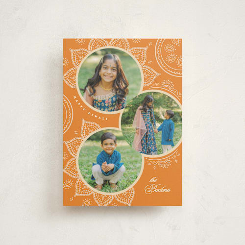 This is a mango diwali cards with standard by Creo Study called ornamental rangoli printing on signature in postcard