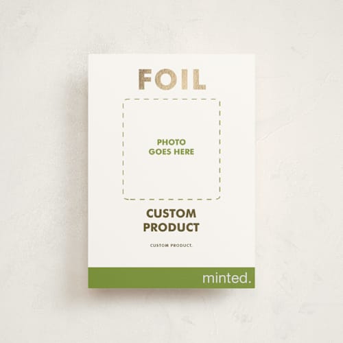 This is a gold christmas postcards with foil pressed by Minted called portrait custom printing on signature in postcard