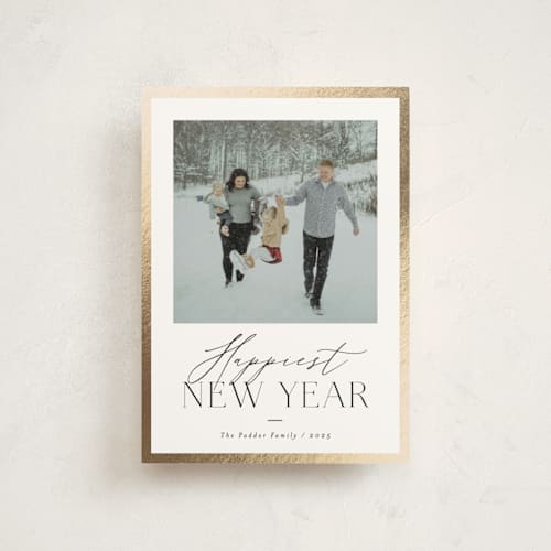 This is a snow christmas postcards with foil pressed by Carolyn Nicks called delicate frame printing on signature in postcard