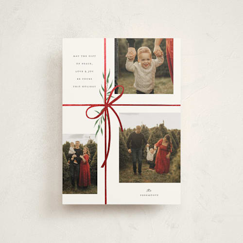 This is a snow christmas postcards with foil pressed by Susan Zinader called holiday gifts printing on signature in postcard