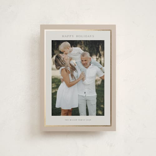 This is a crepe christmas postcards with foil pressed by Nicole Walsh called foil frame printing on signature in postcard