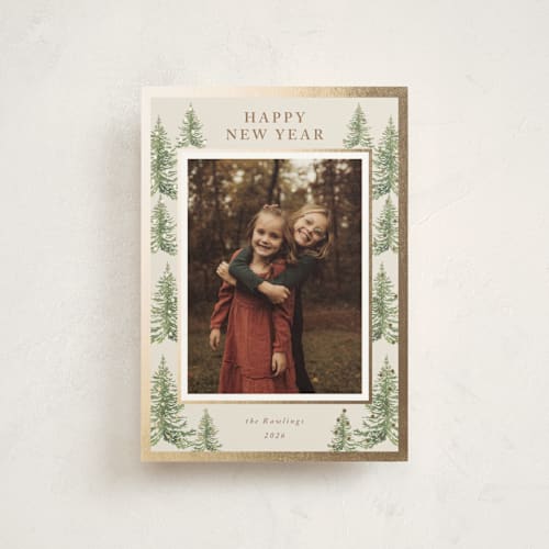This is a toffee christmas postcards with foil pressed by Petra Kern called winter trees printing on signature in postcard