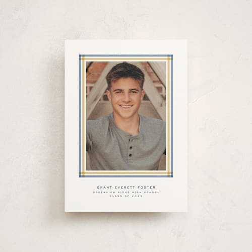 This is a night sky graduation announcements with standard by Lea Delaveris called woven frame printing on signature in petite