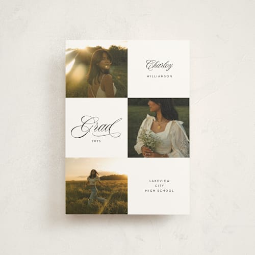 This is a cotton graduation announcements with standard by Kate Ahn called checked printing on signature in petite