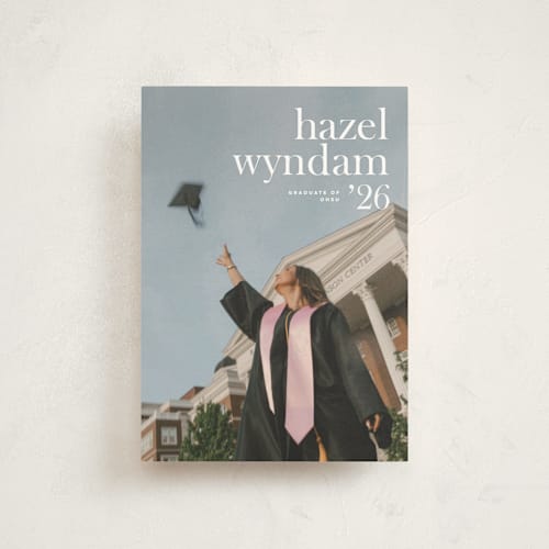 This is a moon graduation announcements with standard by Bryanna Mehner called crest printing on signature in petite