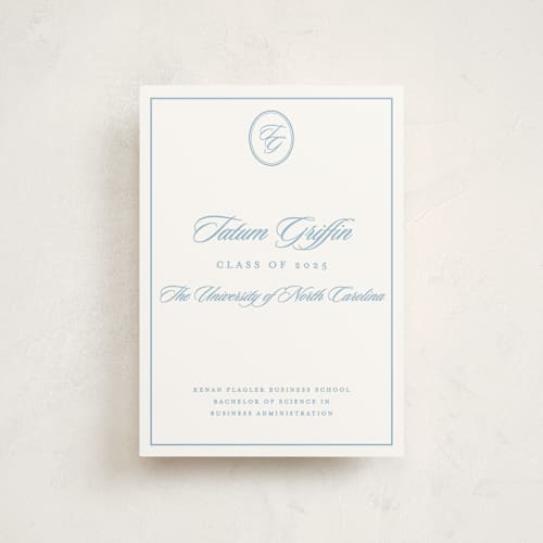 This is a capri graduation announcements with standard by Creo Study called scripted printing on triplethick in petite