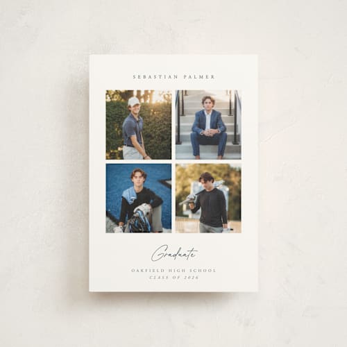 This is a indigo graduation announcements with standard by Pippa Shaw called quattro printing on signature in petite