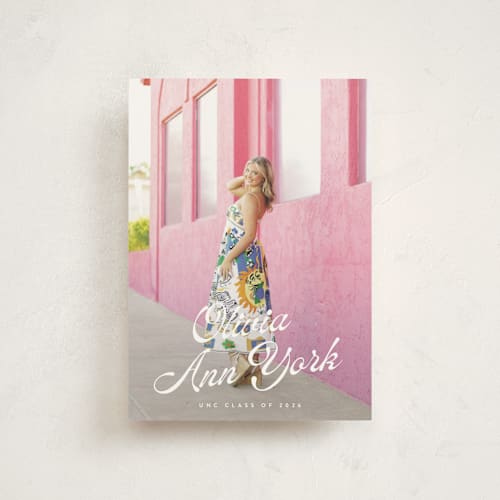 This is a diamond graduation announcements with standard by Julie Ley called modern retro printing on signature in petite