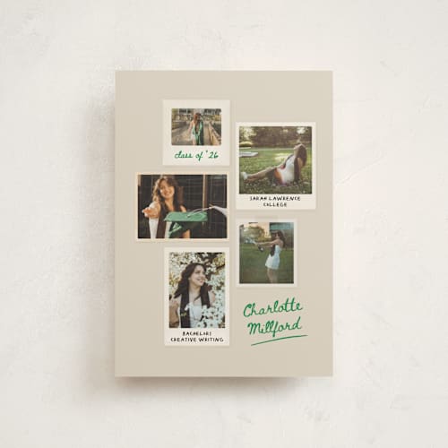 This is a cement graduation announcements with standard by Kamala Nahas called ephemeral printing on signature in petite