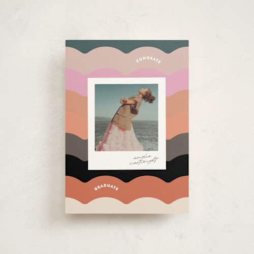 This is a sunset graduation announcements with standard by Lori Wemple called colorwave printing on signature in petite