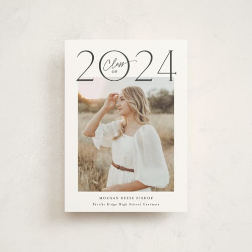 This is a charcoal graduation announcements with standard by Carolyn MacLaren called top of class printing on signature in petite