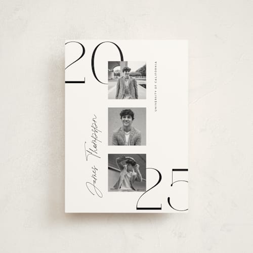 This is a ivory graduation announcements with standard by Monika Torun called stacked printing on signature in petite