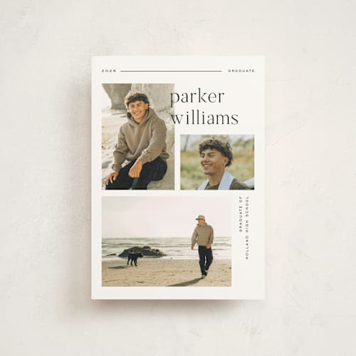 This is a onyx graduation announcements with standard by Pixel and Hank called margins printing on signature in postcard