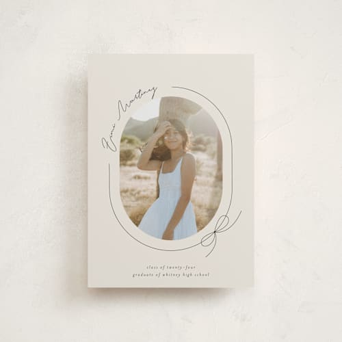 This is a latte graduation announcements with standard by Blustery August called etna printing on signature in postcard