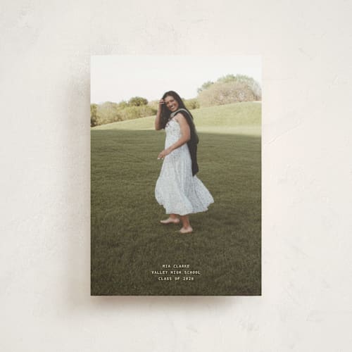 This is a cream graduation announcements with standard by JoAnn Jinks called titled printing on signature in postcard