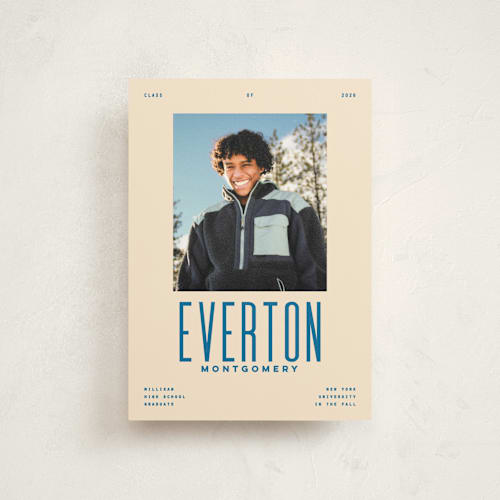 This is a bluebird graduation announcements with standard by Owl and Toad called billboard printing on signature in postcard