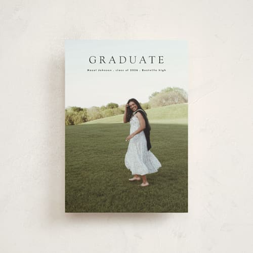 This is a pepper graduation announcements with standard by Bryanna Mehner called minimalism printing on signature in postcard