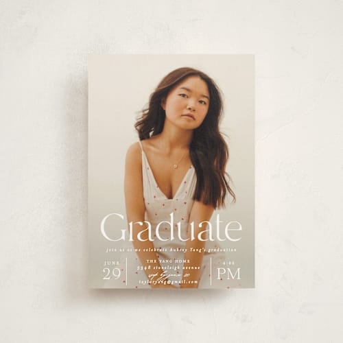 This is a dove graduation invitations with standard by Erin L. Wilson called typeset printing on signature in postcard