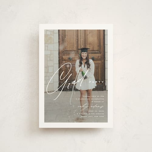 This is a paper graduation invitations with standard by Yuliya Evseeva called party time printing on signature in postcard
