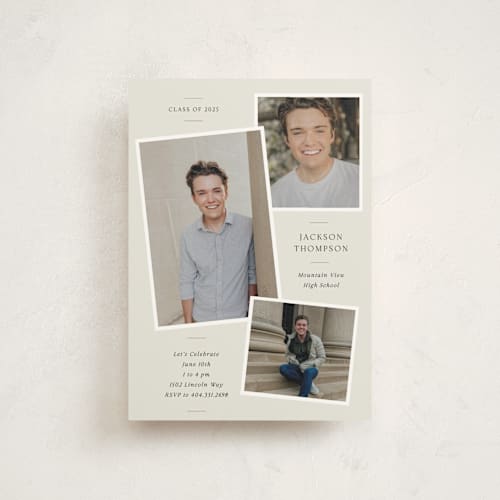 This is a creamery graduation invitations with standard by That Girl Press called a trio printing on signature in postcard