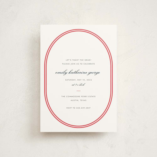 This is a cherry graduation invitations with standard by Megan Davis called bocce printing on signature in postcard