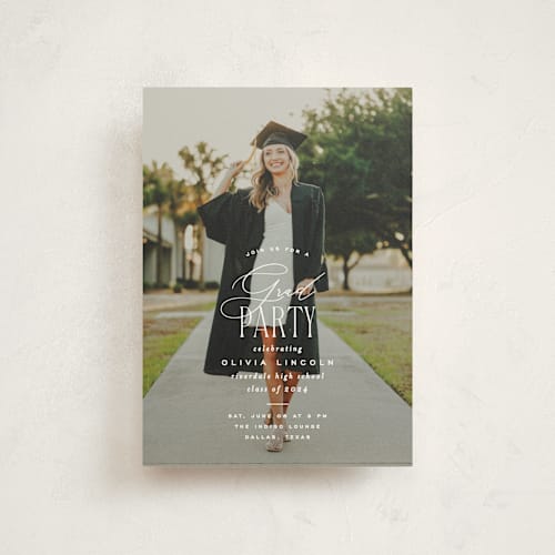 This is a cotton graduation invitations with standard by Creo Study called classic party printing on signature in postcard