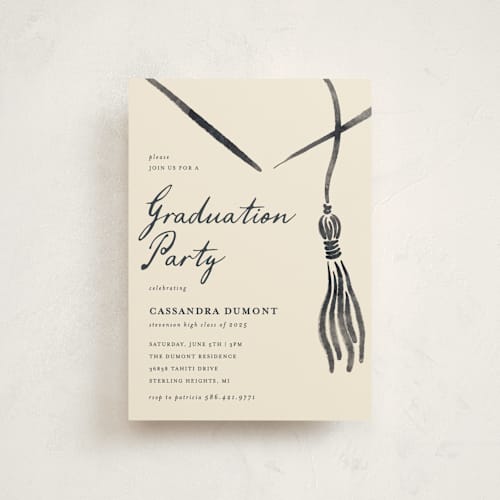 This is a ink graduation invitations with standard by Jamie Alexander called inked printing on signature in postcard