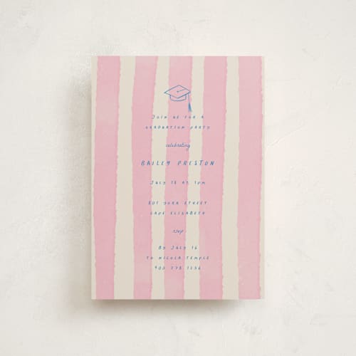 This is a cherry blossom graduation invitations with standard by Jessica Yeo called daydreams and doodles printing on signature in postcard