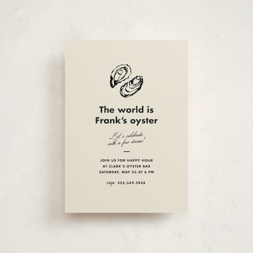 This is a caviar graduation invitations with standard by Megan Davis called oyster printing on signature in postcard