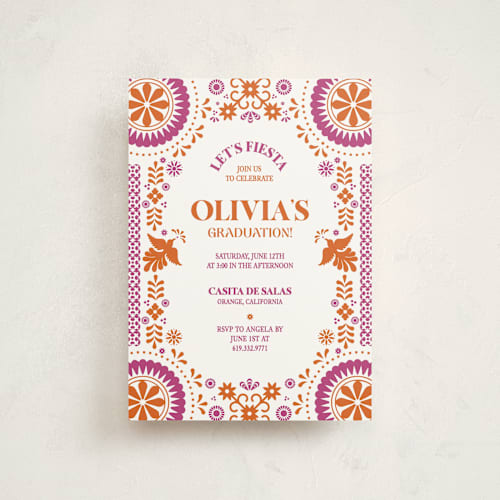 This is a gumdrop graduation invitations with standard by Eva Tadros called let's fiesta printing on signature in postcard