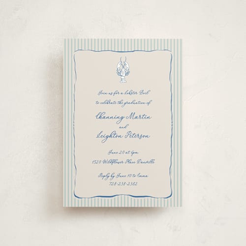 This is a marine graduation invitations with standard by Lucrecia Caporale called easide serenade printing on signature in postcard