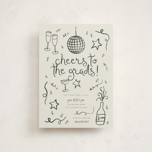 This is a chalkboard graduation invitations with standard by Kelly Watkins called new year cheer printing on signature in postcard